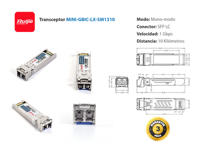 Transceptor Mini-Gbic SFP 1GB Monomodo LC hasta 10 Km
