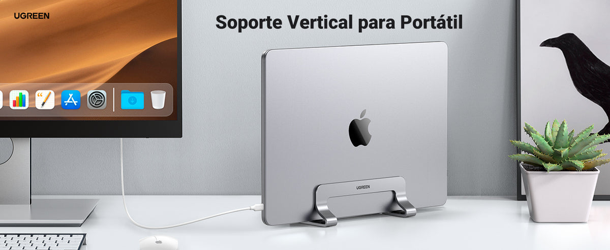 Soporte Vertical para Laptop / Adecuado para escritorio / Anchura Ajustable (12-26mm) / Amplia compatibilidad / Anti-Arañazos / Anti-Deslizante