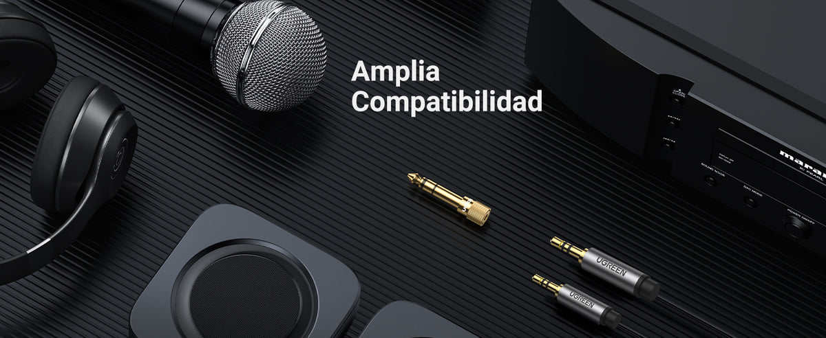 Adaptador (Convertidor) de Audio 3.5mm Hembra a 6.5mm Macho / Plug & Play / Superficie de Rosca Antideslizante / Calidad de sonido sin pérdidas
