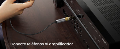 Adaptador (Convertidor) de Audio 3.5mm Hembra a 6.5mm Macho / Plug & Play / Superficie de Rosca Antideslizante / Calidad de sonido sin pérdidas