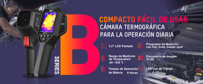 B21LS - Cámara Termográfica Portátil Serie B / Resolución IR 256 x 192 / Rango de -20°C a 550°C / Pantalla LCD 3.2" / SuperIR / Wi-Fi / Memoria 16GB
