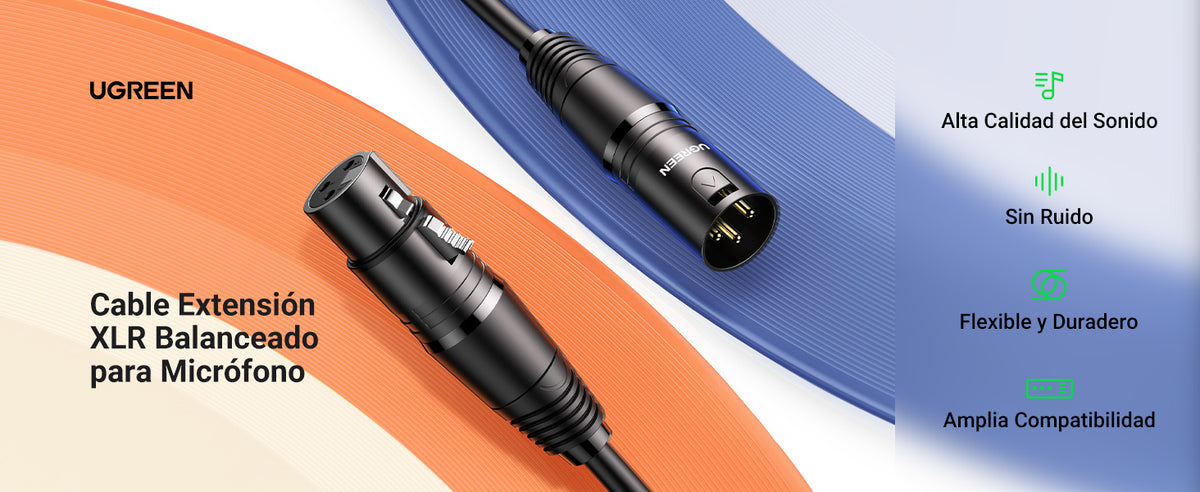 Cable para Micrófono XLR Tipo Canon Macho a Hembra / 10 Metros / Plug & Play / Antiinterferencias / Triple Blindaje / Alta Calidad / Color Negro