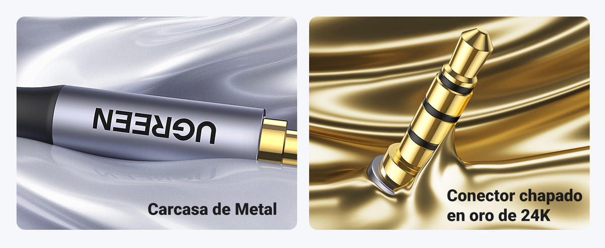 Cable Auxiliar de 3.5mm / Cable Audio Estéreo / Núcleo de Alambre de Cobre Esmaltado / Carcasa de Aluminio Azul + Nylon Trenzado / Soporta Micrófono