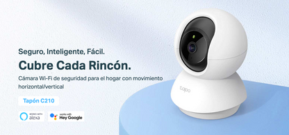 KIT Cámaras de Seguridad Wi-Fi Pan/Tilt, 2K Definition, Visión Nocturna 30 pies, 360° Horizontal, 114° Vertical, Detección de Movimiento, Audio