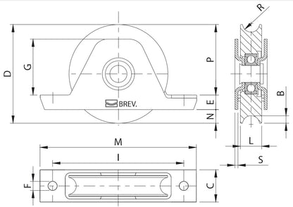338 - Rueda de 14 cm / Capacidad Para puertas de Hasta 420 kg / Canal Tipo "U"