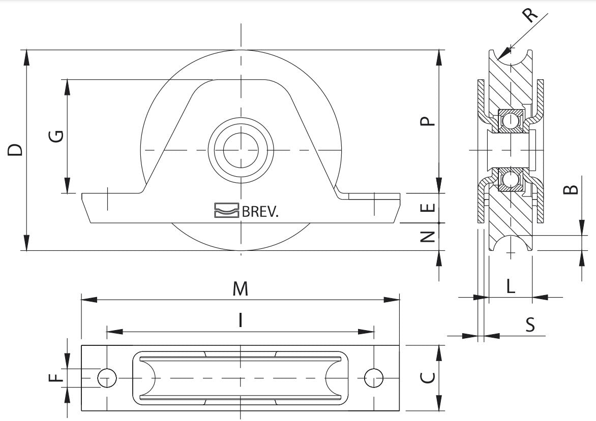 338 - Rueda de 12 cm / Capacidad Para Puertas de Hasta 400 kg / Canal Tipo "U"
