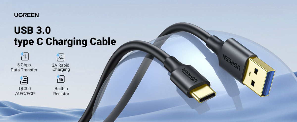 Cable USB-A a USB-C | 2 Metros | Carga y Sincronización de Datos | Carga Rápida 60W | Datos 5 Gbps | QC 3.0/2.0 | FPC | AFC | Protección Integrada |