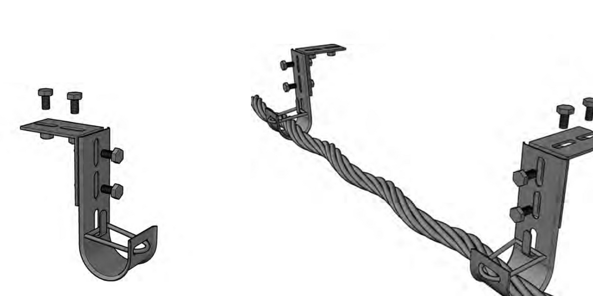 Soporte (Gancho) tipo J-Hook, hasta 115 cables Cat6, ideal para soportar cableado en los espacios de manipulación al aire, Para instalación en