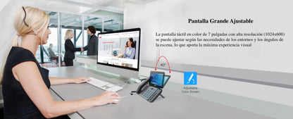 Videoteléfono IP inteligente Insignia, Android 9.0, 20 líneas SIP, pantalla a color 7" ajustable, Teclado de iluminación configurable, PoE