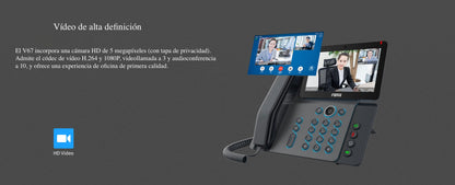 Videoteléfono IP inteligente Insignia, Android 9.0, 20 líneas SIP, pantalla a color 7" ajustable, Teclado de iluminación configurable, PoE