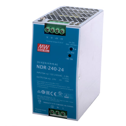 Fuente de poder industrial para riel DIN / 240W / 24Vcc / 10A / Entrada: 90-264Vca