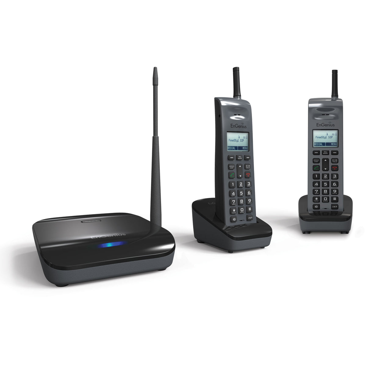Sistema Telefónico Inalámbrico SIP de Largo Alcance, Incluye Base y Dos Teléfonos Inalámbricos, Soporta 10 Cuentas SIP, Hasta 4 Llamadas Simultaneas,