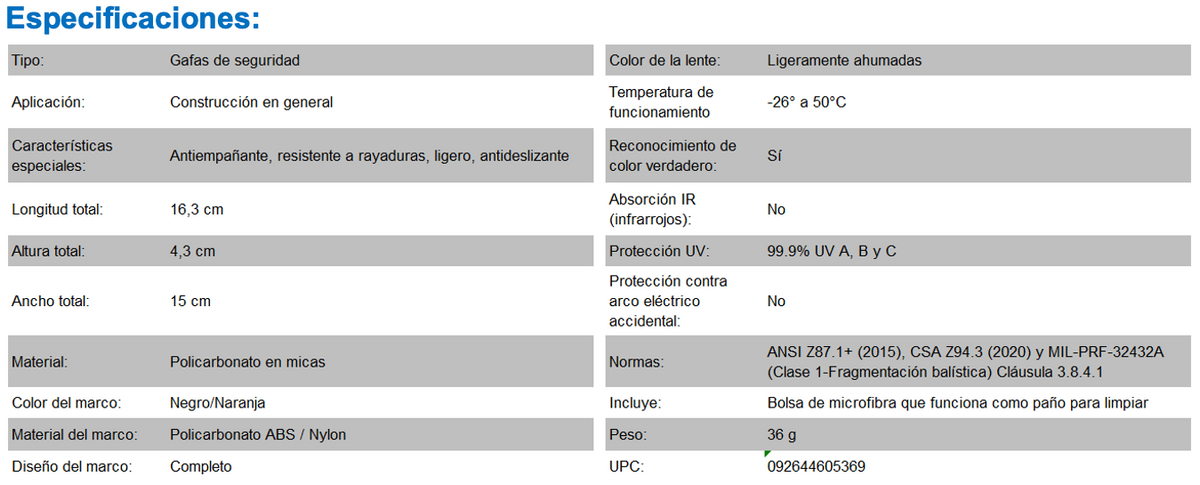 Gafas de Seguridad con Semimarco PRO de Alta Calidad y Cristales para Interior / Exterior