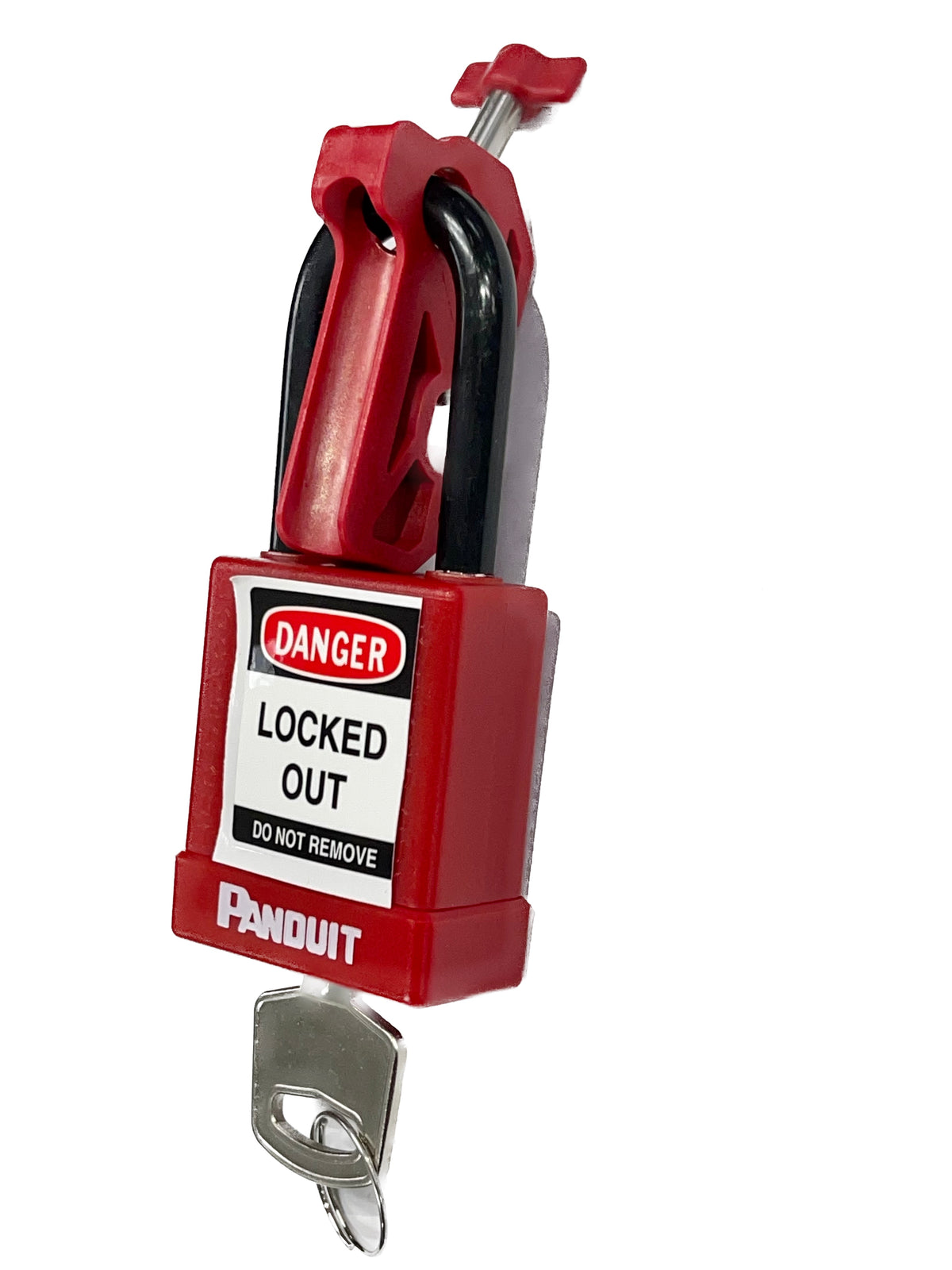 Bloqueador de Interruptor Termomagnético LOTO, tipo Riel DIN o Mini Interruptor. Color rojo