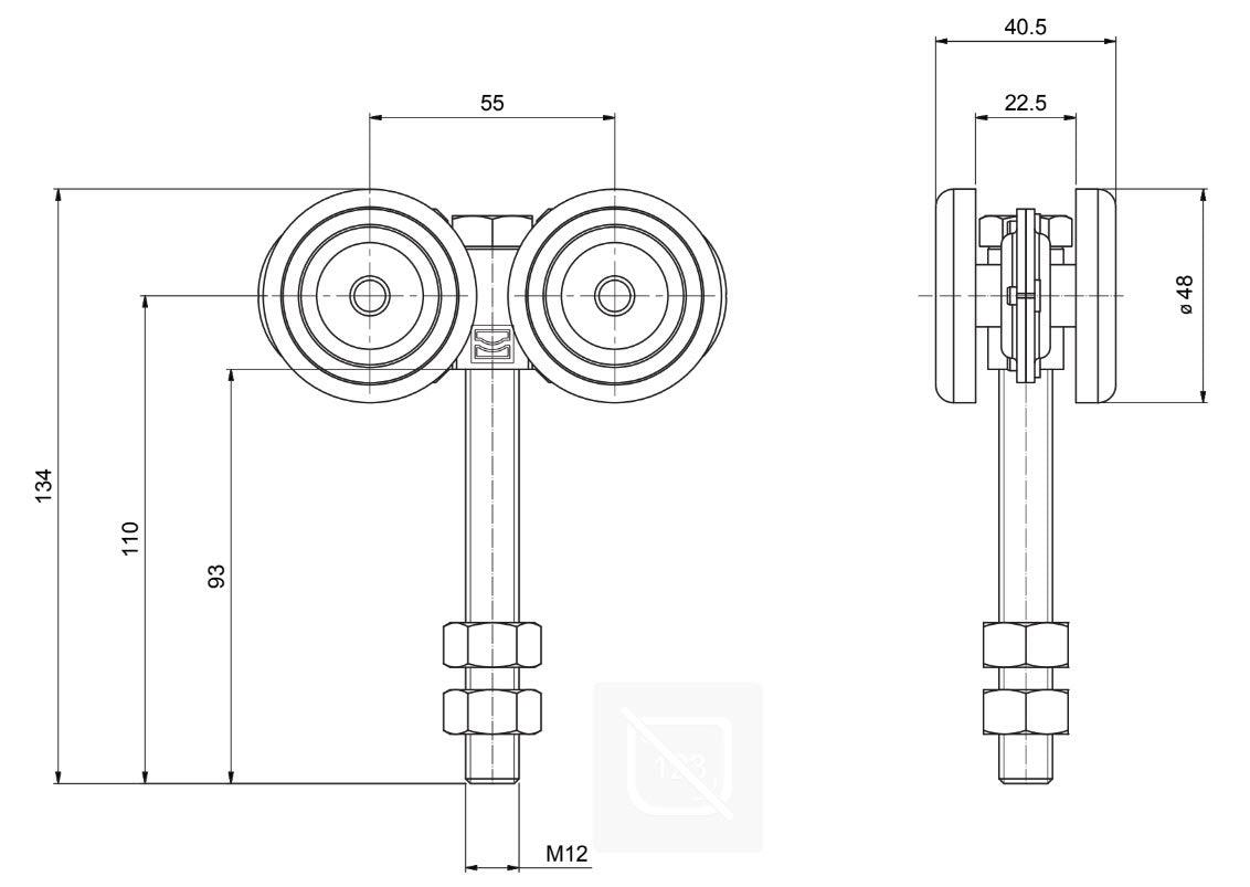ECO KIT 4C - M / Kit de Carretillas de Cuatro Ruedas / Carga Soportada de 150 lbs / Incluye Dos Carretillas Para Puertas Colgantes