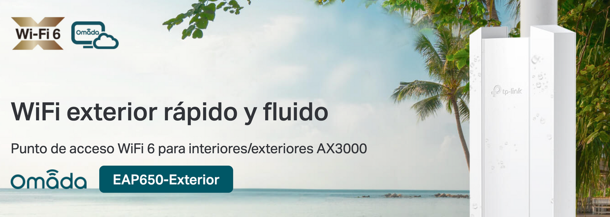 Punto de Acceso Omada Exterior-Interior / Wi-Fi 6 AX3000 MU-MIMO 2x2 / Mesh Omada / Alta Densidad de Usuarios / Configuración por Controlador o