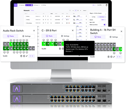 Switch Gigabit PoE+ Administrable / 24 puertos 10/100/1000 Mbps (16 de ellos POE+) + 2 Puertos SFP Uplink / Hasta 240W / Alta LabsCloud.