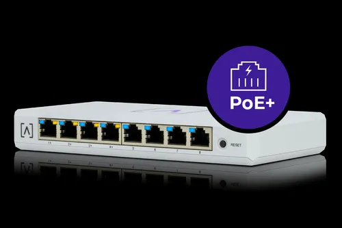 Switch Gigabit PoE+ Administrable / 8 puertos 10/100/1000 Mbps (4 de ellos PoE+ 802.3af/at) / Hasta 60W / Administración nube gratuita / Presupuesto