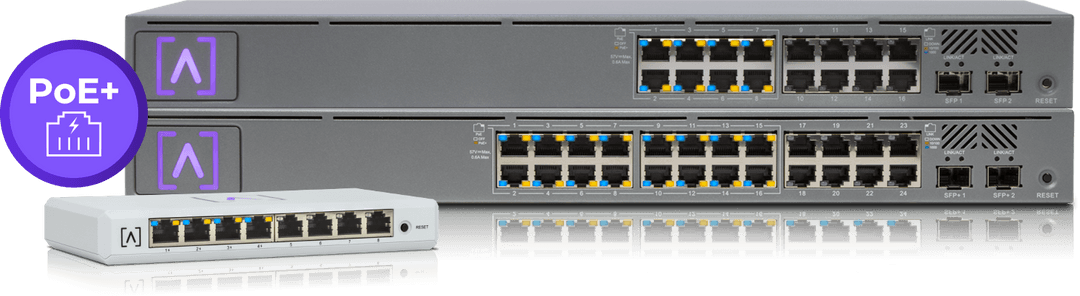Switch Gigabit PoE+ Administrable / 24 puertos 10/100/1000 Mbps (16 de ellos POE+) + 2 Puertos SFP Uplink / Hasta 240W / Alta LabsCloud.