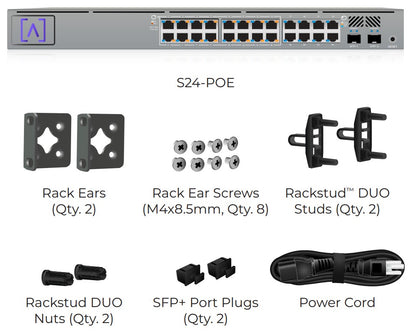 Switch Gigabit PoE+ Administrable / 24 puertos 10/100/1000 Mbps (16 de ellos POE+) + 2 Puertos SFP Uplink / Hasta 240W / Alta LabsCloud.