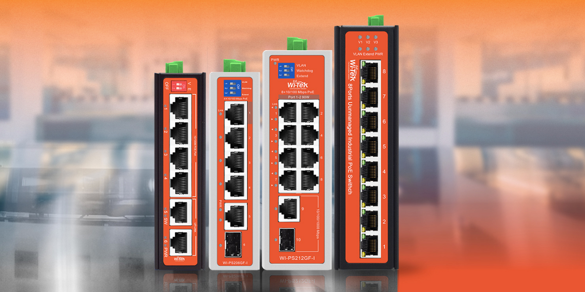 Switch Industrial / 4 Puertos 10/100 Mbps con PoE 802.3af/at / 2 Puertos Uplink Gigabit (1 Rj45 - 1 SFP) / PoE Hasta 250 m