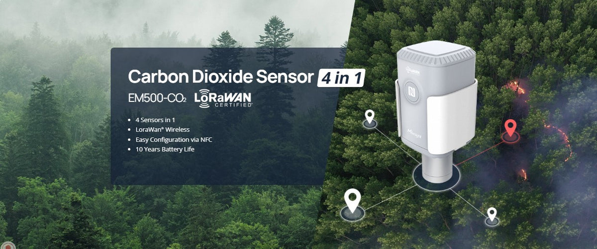 Sensor Industrial LoRaWAN para Monitoreo de CO2, Temperatura, Humedad y Presión / Batería 10 Años / IP67 / para BMS y Edificios Inteligentes
