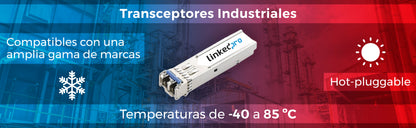Transceptores Ópticos Industriales Bidireccionales SFP (Mini-Gbic) / Monomodo 1310 & 1550 nm / 1.25 Gbps / 1000BASE-BX / Conector LC/UPC Simplex