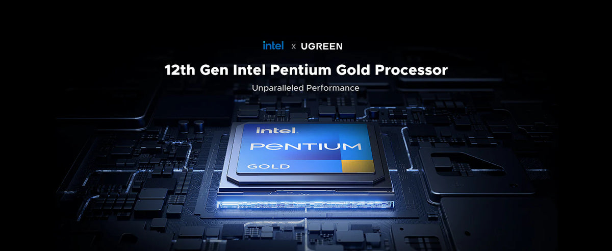 NAS UGREEN NASync DXP4800 Plus / Procesador Intel Pentium Gold 8505 5 Núcleos / 4 Bahías SATA + 2 M.2 NVMe PCIe 4.0 / 8GB DDR5 Expandible a 64GB