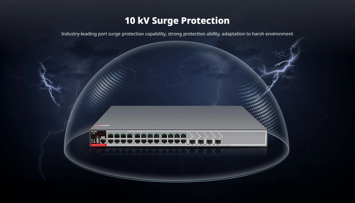 Switch PoE+ Empresarial 370 Watts, Administrable L2+, 24 Puertos Gigabit y 4 Puertos Uplink SFP 2.5G