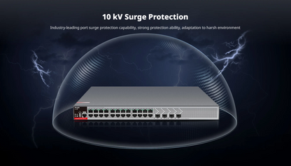 Switch PoE+ Empresarial 370 Watts, Administrable L2+, 24 Puertos Gigabit y 4 Puertos Uplink SFP 2.5G