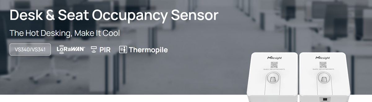 Sensor de Ocupación de Escritorios LoRaWAN / Detección PIR / 5 Cubiertas Ajustables / Batería 5 Años