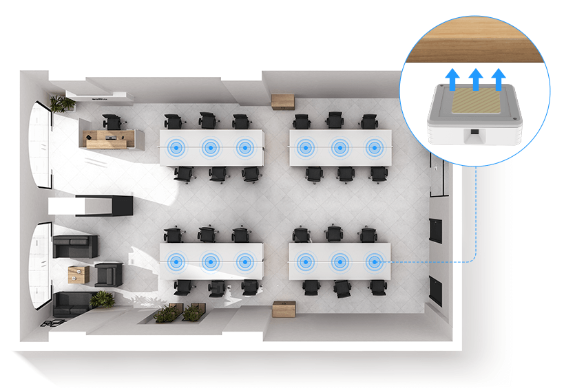 Sensor de Ocupación de Escritorios LoRaWAN / Detección PIR / 5 Cubiertas Ajustables / Batería 5 Años