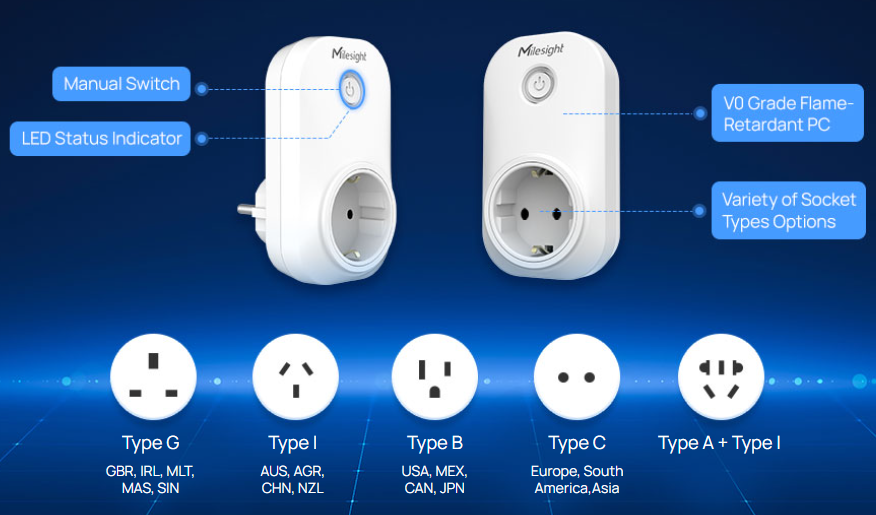 Tomacorriente Inteligente LoRaWAN / Control de Energía y Automatización / Medición de Consumo / Protección contra Sobrecarga