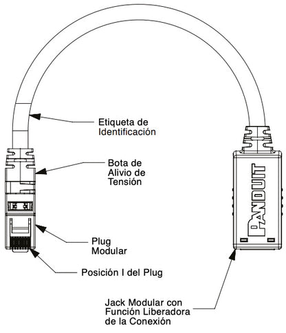 Adaptador Para Desconexión Accidental Segura, Jack a Plug Categoría 6A, UTP, CM, 20.3 cm (7.99 pulgadas) de Longitud, Color Negro