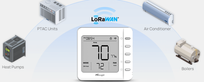 Termostato Inteligente LoRaWAN para HVAC / 4 Etapas Calefacción + 2 Refrigeración / Compatible con Bombas de Calor y Calderas / Control Inalámbrico