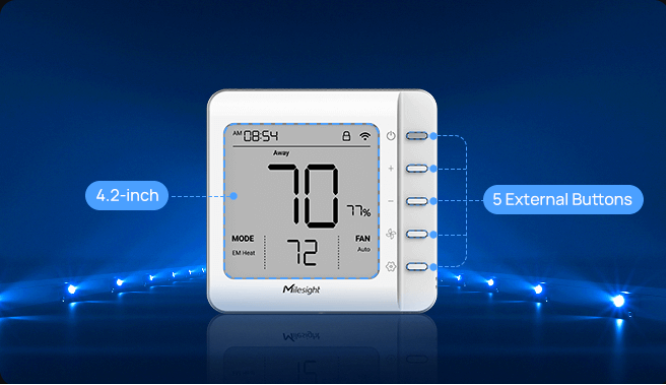 Termostato Inteligente LoRaWAN para HVAC / 4 Etapas Calefacción + 2 Refrigeración / Compatible con Bombas de Calor y Calderas / Control Inalámbrico
