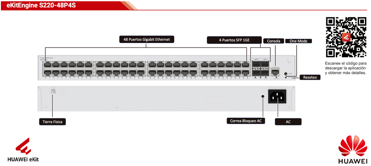 Switch de Acceso Gigabit Administrable PoE Capa 2 / 48 puertos 10/100/1000 Mbps (PoE) / 4 Puertos 1GE SFP Uplink / ERPS / IMGP Snooping / DHCP
