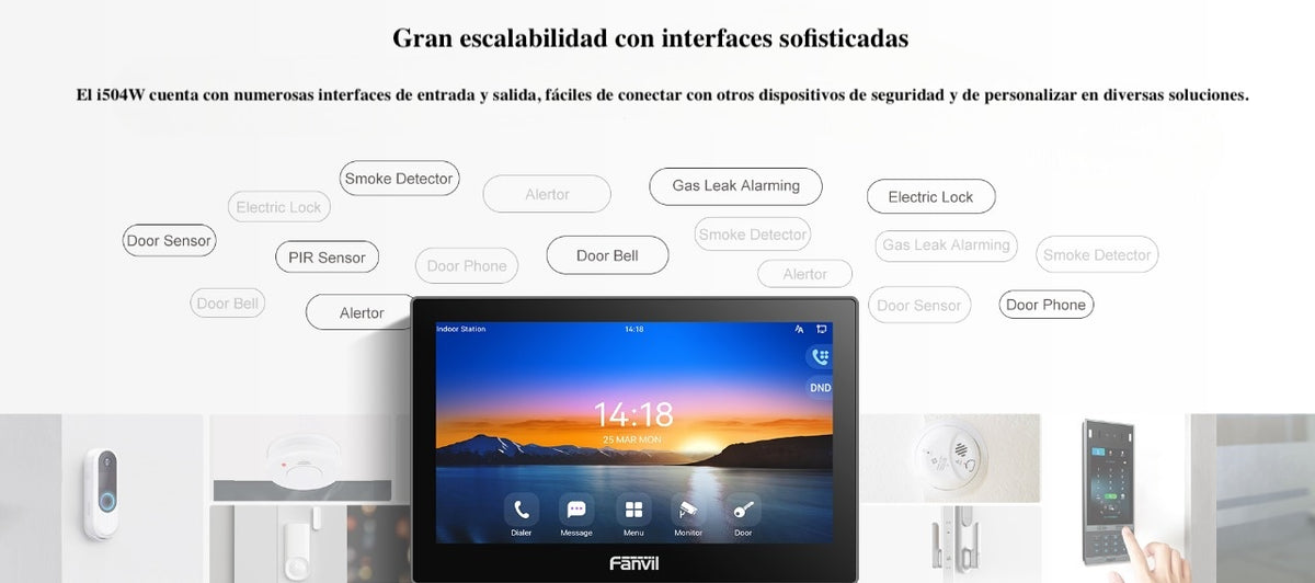 Monitor Audio/Video IP/SIP para interior, Wi-Fi, pantalla táctil de 7", Apertura remota