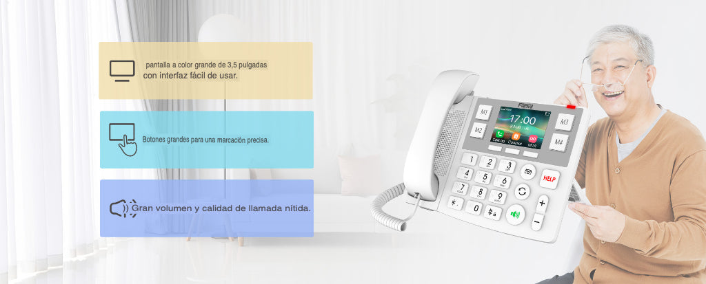 Teléfono IP Wi-Fi Botones Braille Grandes diseñado para hospitales, Asilos, Bluetooth Integrado