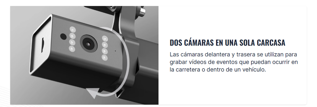 Cámara Dashcam, con evidencia fotográfica y grabación con almacenamiento en memoria, Visión Día y Noche, Compatible con FMC125 y FMC650