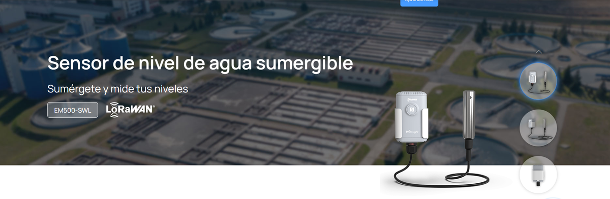Sensor Sumergible de Nivel de Agua para Tanques y Pozos con LoRaWAN / Rango hasta 200 m / IP67 / Telemetría para BMS y Agua
