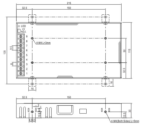 Fuente de poder conmutada / 200W / 5Vcc / 40A / Entrada: 90-132Vca o 180-264Vca seleccionable / Montaje en chasis
