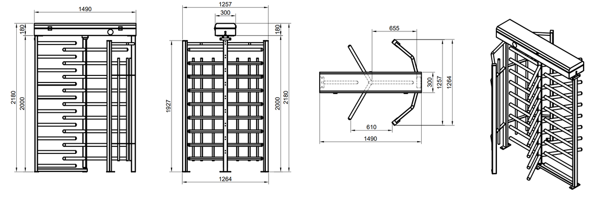 Torniquete Sencillo / Cuerpo Completo / Fabricado En Acero Inoxidable Grado 304 / Bidireccional / Compatible Con Cualquier Control de Acceso