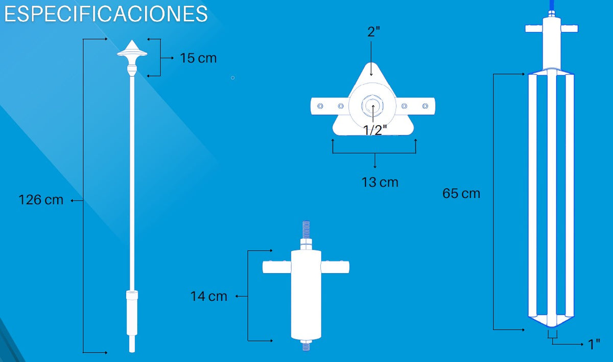 Punta Pararrayo de Aluminio de 50 m de Diámetro de Protección