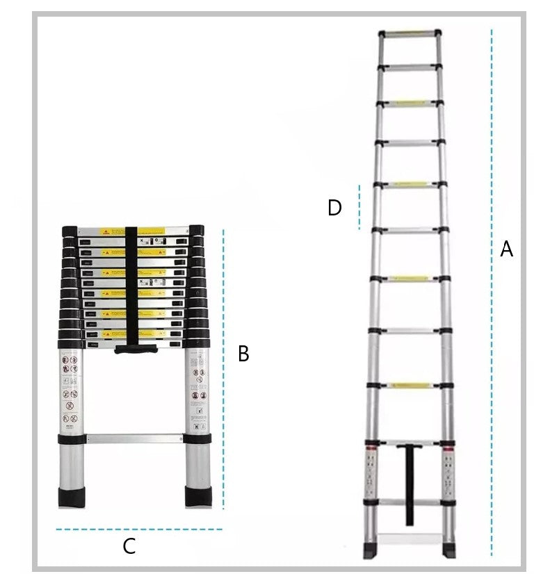 Escalera Telescópica de Aluminio de 3.8 Metros de Altura