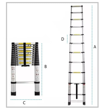 Escalera Telescópica de Aluminio de 3.8 Metros de Altura