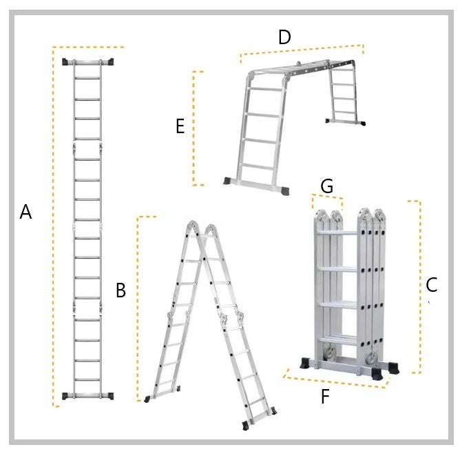 Escalera Multiposiciones de Aluminio de 3.52 Metros, Soporta 150 kg