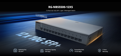 Switch Administrable Full Aggregation Capa 3, 12 Puertos SFP+ 10G y un Puerto MGMT