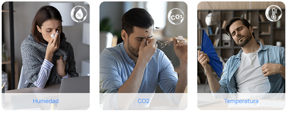Sensor Ambiental IAQ LoRaWAN / CO2 + Temperatura + Humedad / Indicador Tipo Semáforo / Batería 3 Años / Monitoreo para Oficinas y Edificios