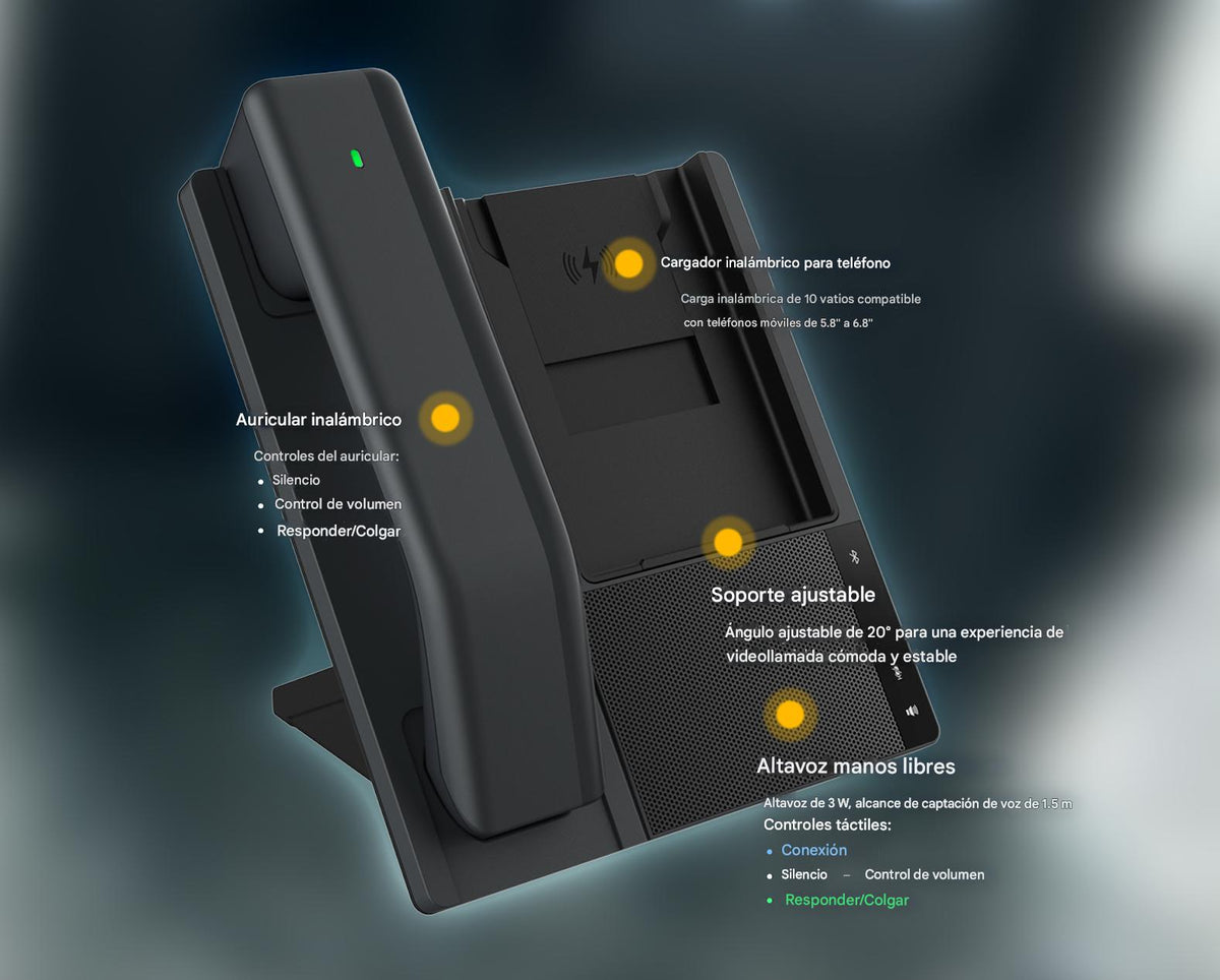 Estación Telefónica Todo en Uno/ Handset Inalámbrico/ Bluetooth / Carga Inalámbrica a Dispositivos Móviles